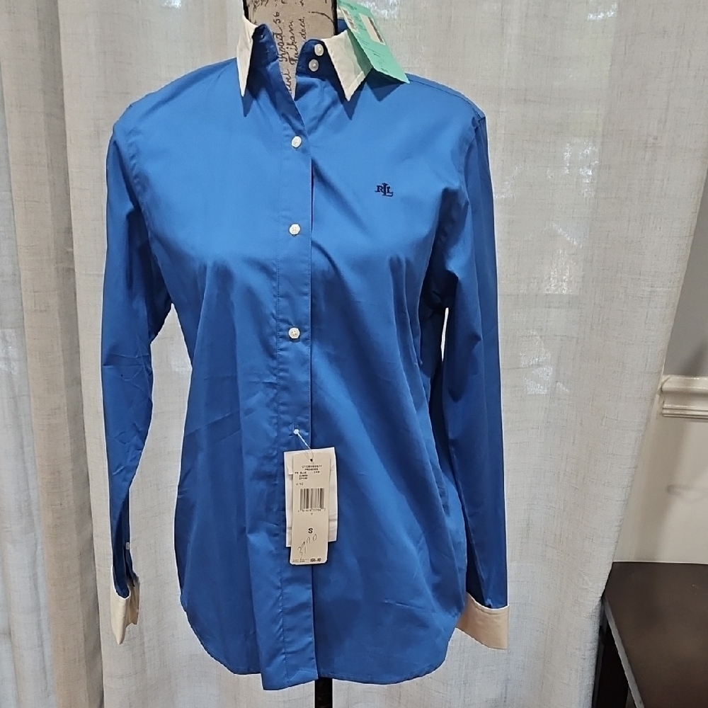 Lauren Ralph Lauren Blue Button-Up Blouse